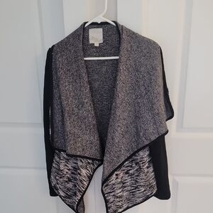 Olivia Sky Black and Gray Open Front Cardigan